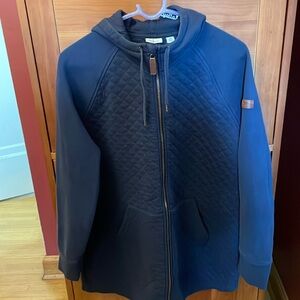 LLBean Women's Quilted Sweatshirt, Full-Zip Hooded Long Jacket XL Navy